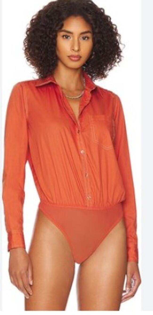Intimately Free Peope Power Move Bodysuit Small in Orange
